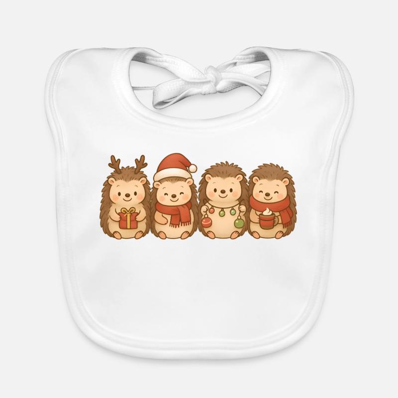 Igel Kinder Jungen Mädchen Weihnachtsigel - Baby Bio-Lätzchen - Weiß