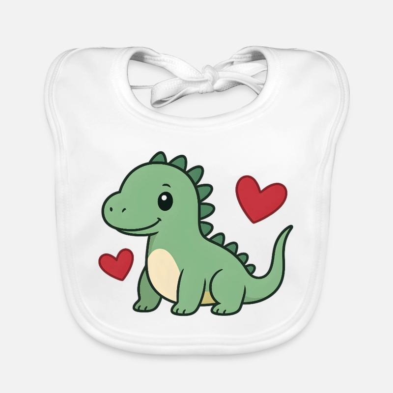 Adoration de cœurs de dinosaure mignons design de bébé mignon Bavoir bio Bébé