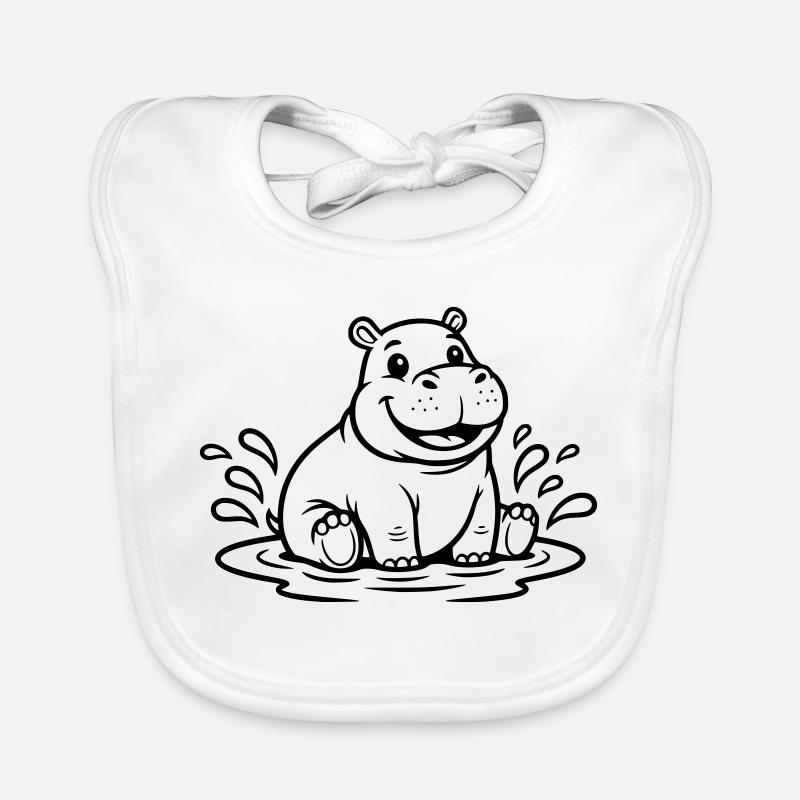 Bébé hippopotame mignon dans Water Comic Vector Bavoir bio Bébé