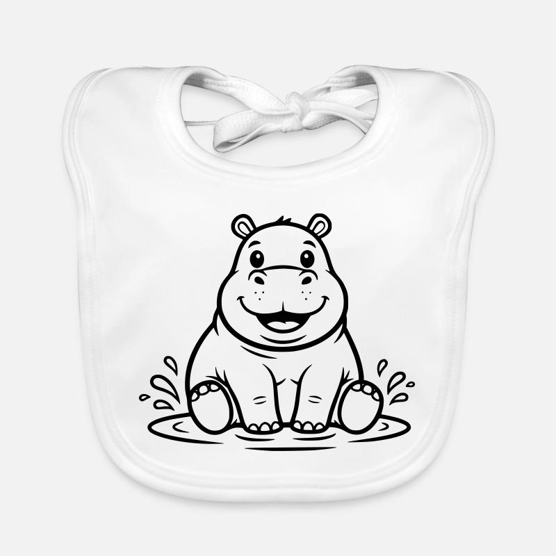 Cute Baby Hippo Water Comic Vector Organic Baby Bibs