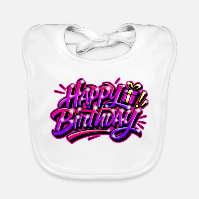 Happy Birthday Graffiti Gift Organic Baby Bibs