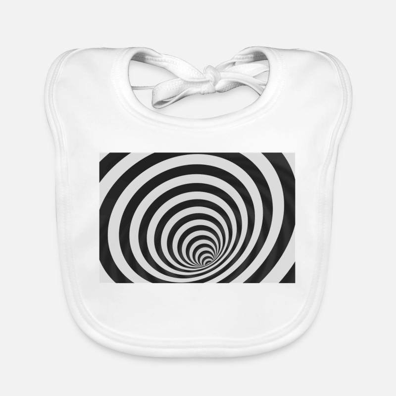 Spirale hypnotique noir et blanc - Bavoir bio Bébé - blanc