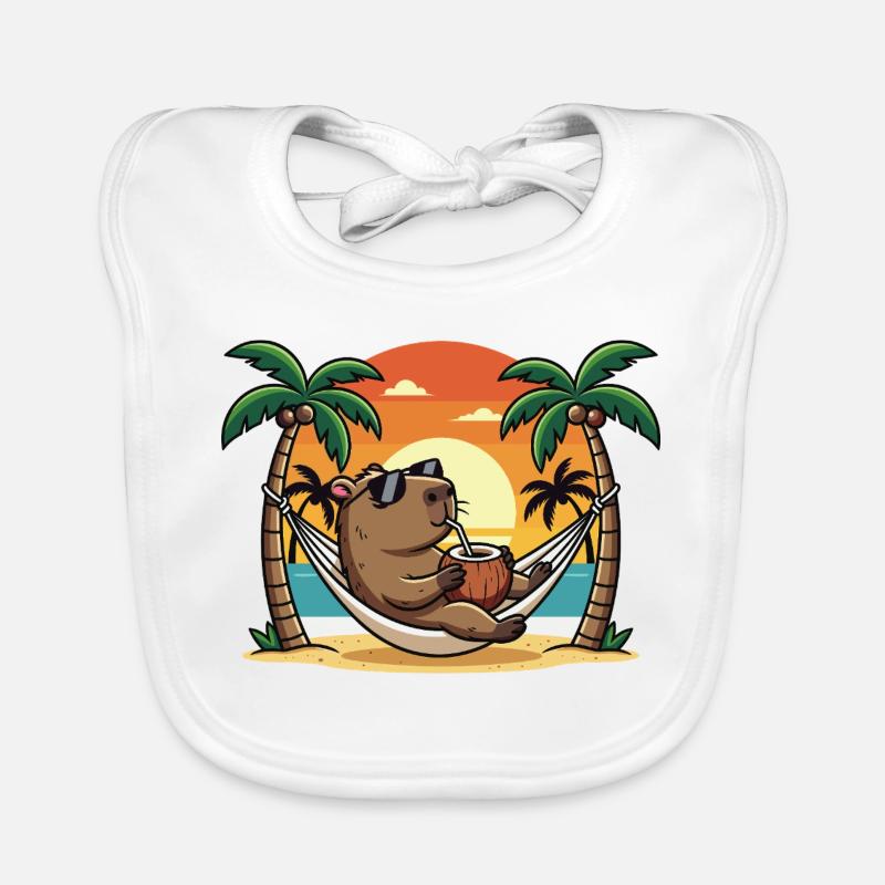 Lustiges Capybara im Strand-Hängematten-Sommerurlaub Baby Bio-Lätzchen