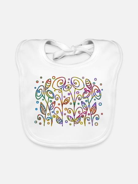 Blumen - Baby Bio-Lätzchen - Weiß