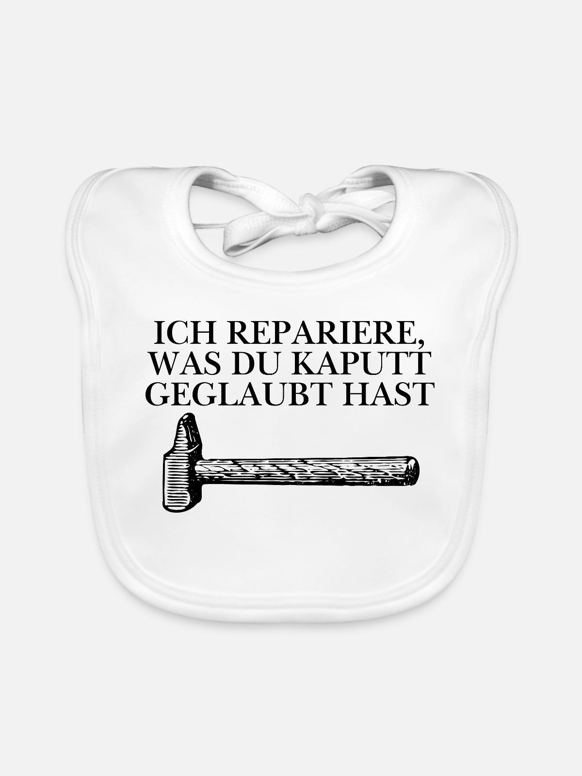 Handwerker Design - Baby Bio-Lätzchen - Weiß - Vorne
