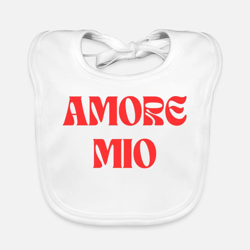 Amore Mio – Bold Red Typography Design Baby Bio-Lätzchen