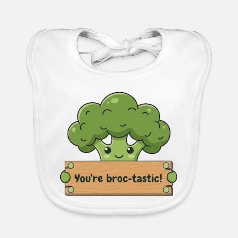 Broc-tastic Kawaii Broccoli Tee Organic Baby Bibs