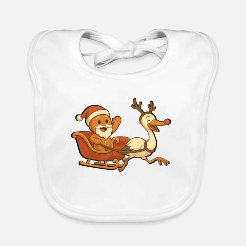 Weihnachtsmann-Lebkuchen-Mannele-Schlittenstorch Baby Bio-Lätzchen