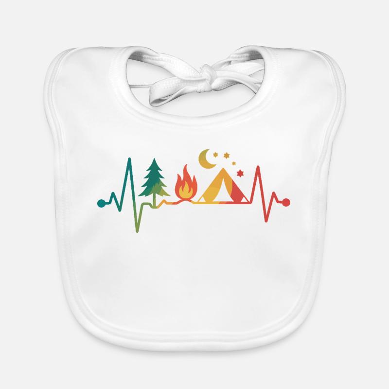 Étoiles de la nuit de camping au feu de camp - Bavoir bio Bébé - blanc