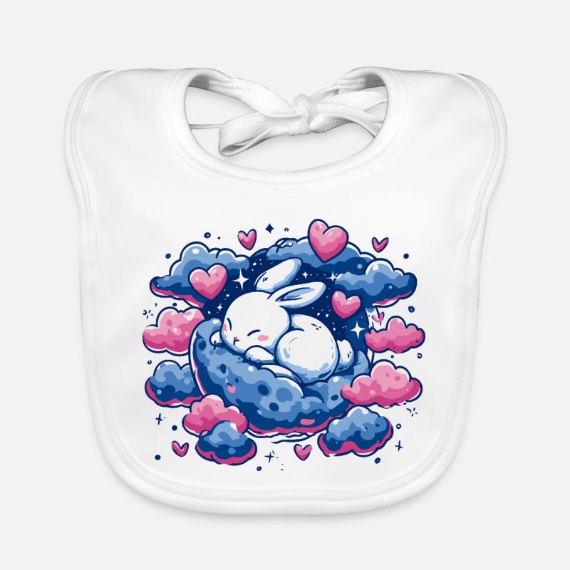 Moondream bunny on cloud heart Organic Baby Bibs