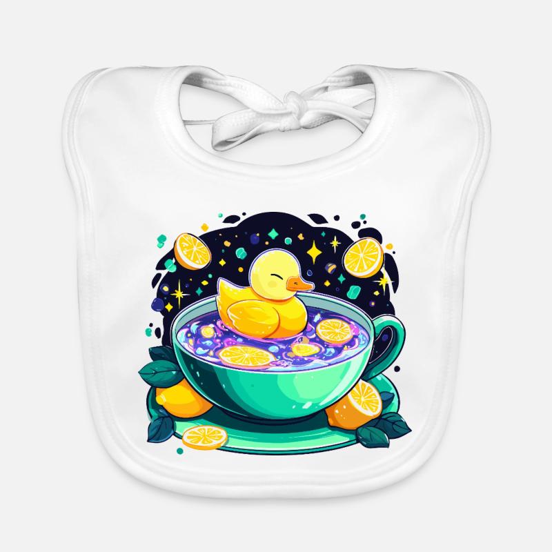 Citrus Ducky in Tea Foam Organic Baby Bibs