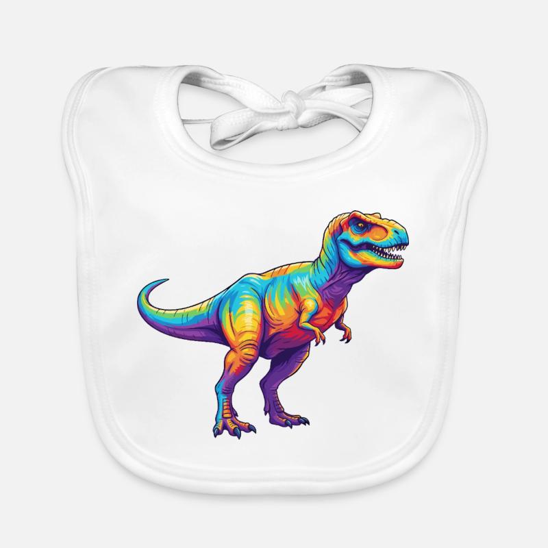 Buntes T-Rex Regenbogen-Pop-Art-Aquarell Baby Bio-Lätzchen