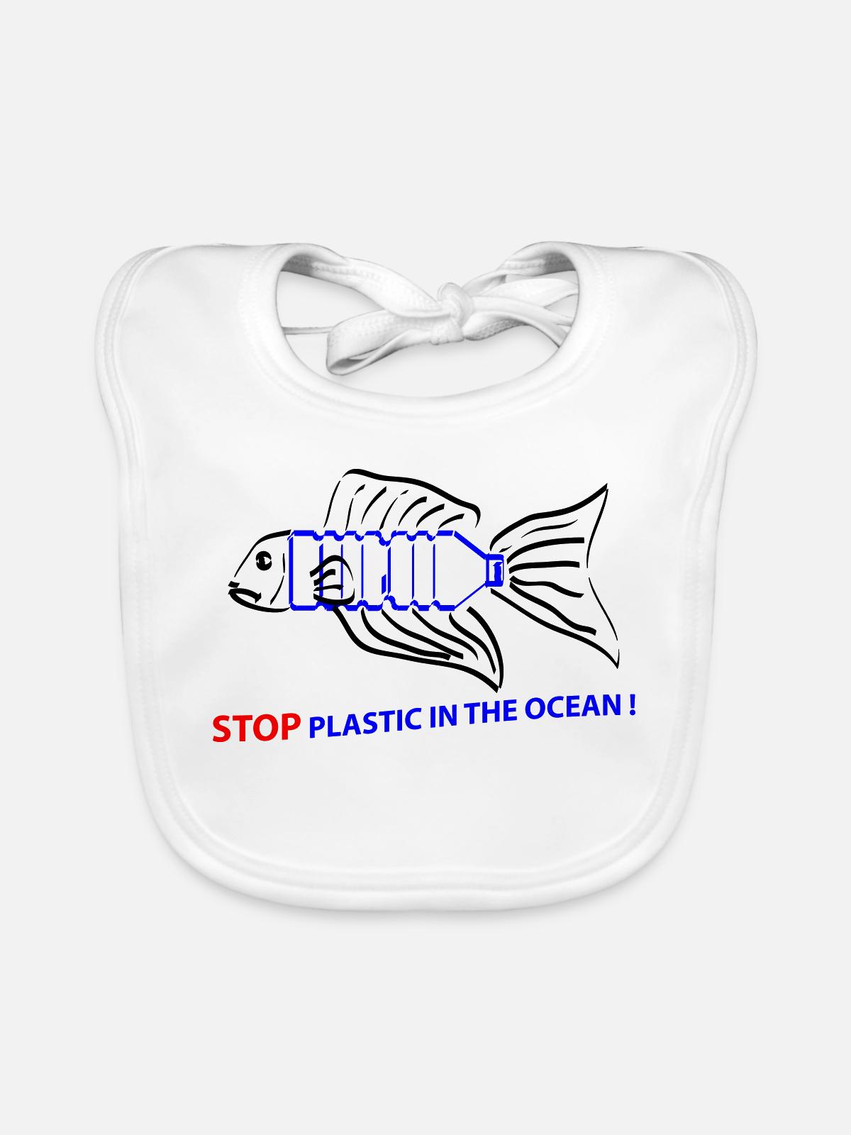 Fisch und Plastik - Baby Bio-Lätzchen - Weiß - Vorne