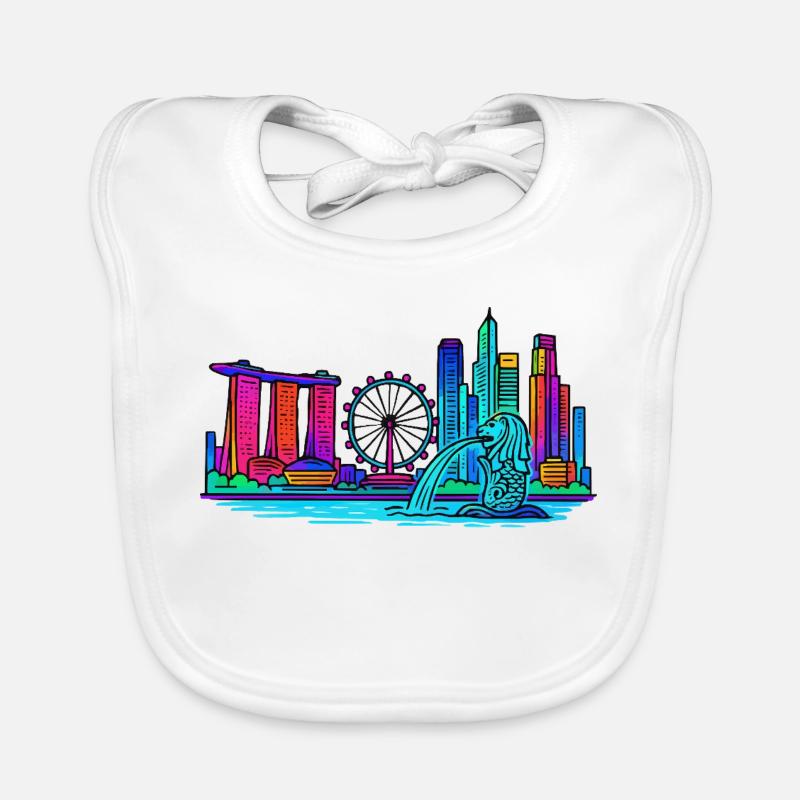 Skyline de Singapour Bavoir bio Bébé