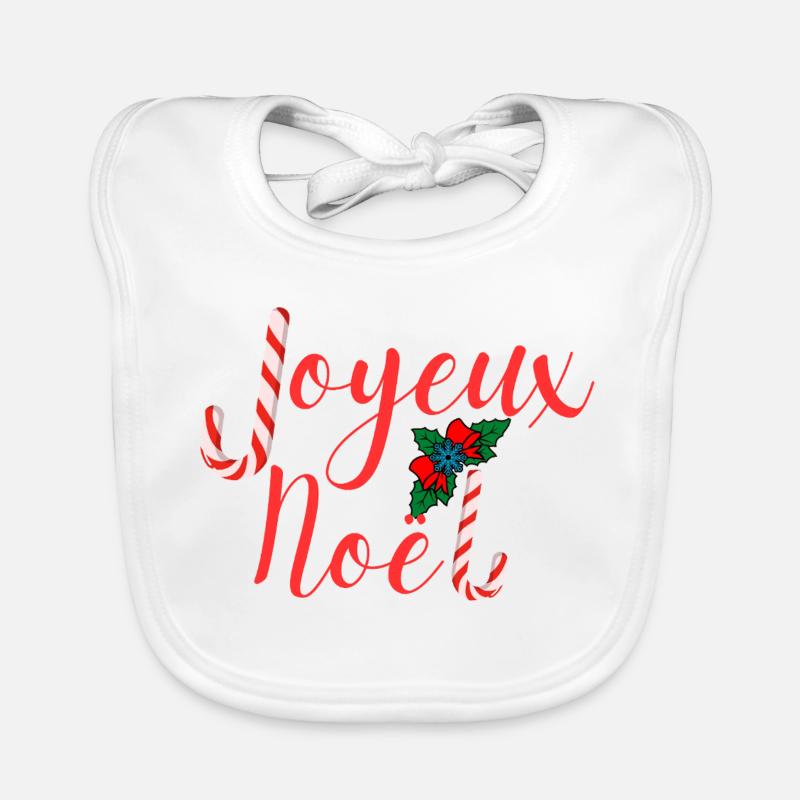 Joyeux Noël typographie festive candy cane Bavoir bio Bébé