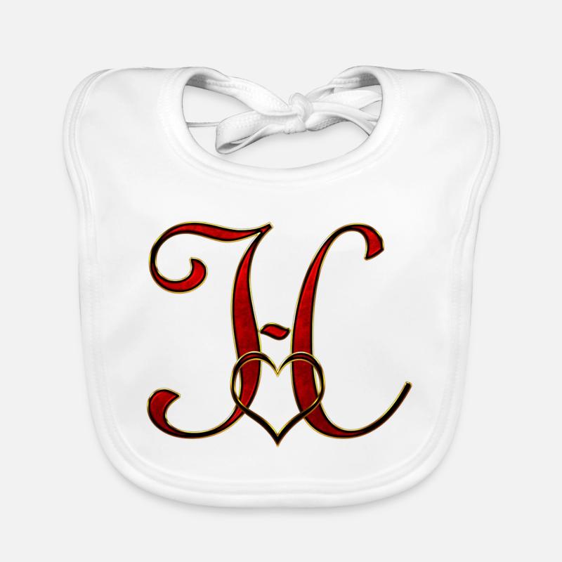 Monogramm H mit Herzrahmen Baby Bio-Lätzchen