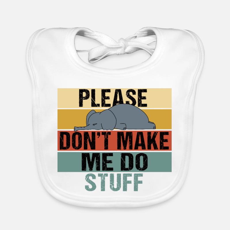 Lazy Elephant Funny Retro Vintage Saying Organic Baby Bibs