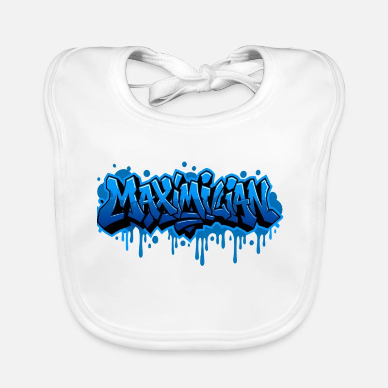 Graffiti MAXIMILIAN Name Geschenk Ideal Printabl Baby Bio-Lätzchen