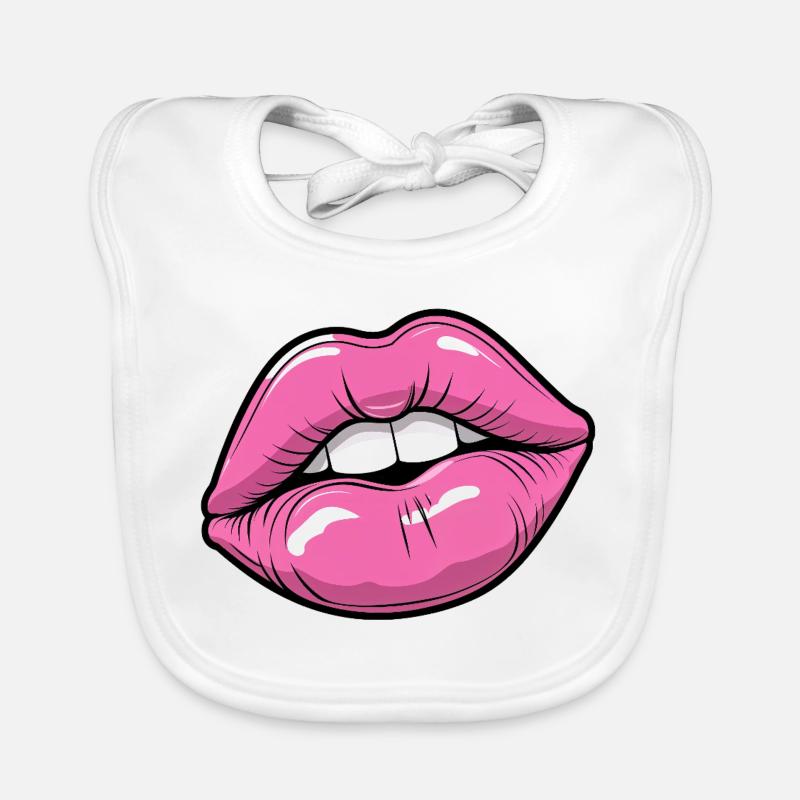 Pop Art Lips in Pink Glow Organic Baby Bibs