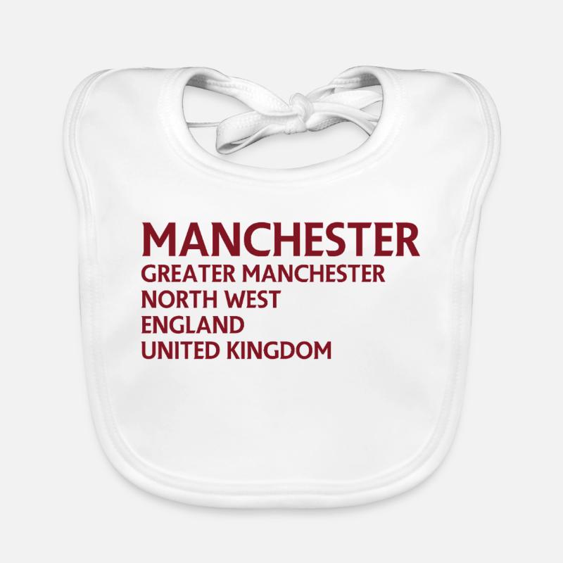 Manchester Name Stack Typography Organic Baby Bibs