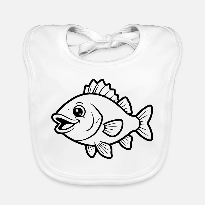 Cute Perch Fish Comic Coloring Page Organic Baby Bibs