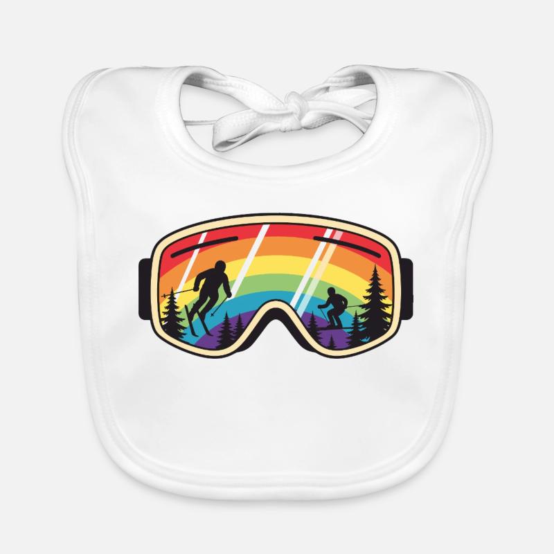 Skibrille Regenbogenberg - Baby Bio-Lätzchen - Weiß