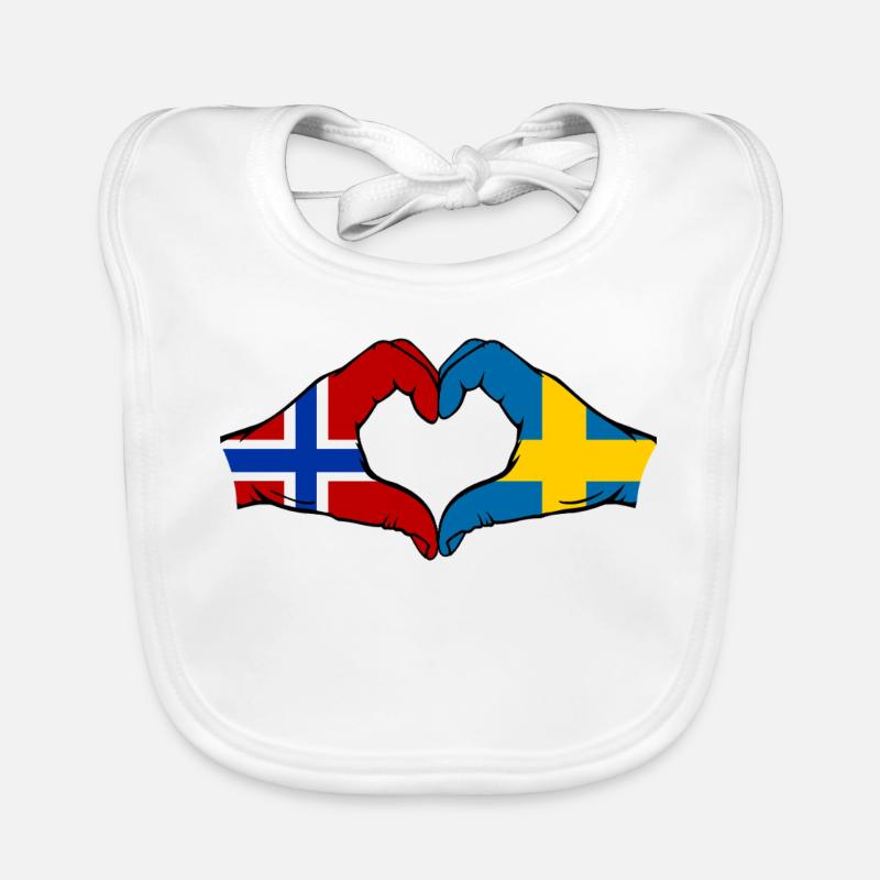 Drapeau Norvège-Suède Mains de cœur Bavoir bio Bébé