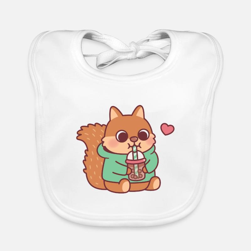 Süßes Eichhörnchen liebt Boba-Tee Baby Bio-Lätzchen