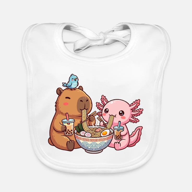 Kawaii Capybara Axolotl Ramen Bubble Tea Baby Bio-Lätzchen
