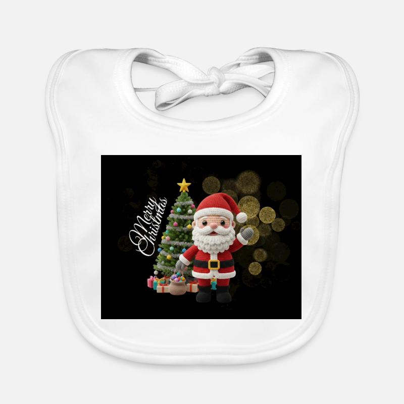 Gestrickter Santa mit Weihnachtsbaum Baby Bio-Lätzchen