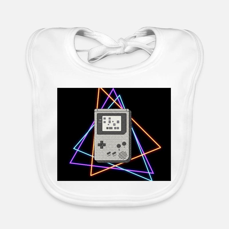 Retro Spielekonsole Neon  - Baby Bio-Lätzchen - Weiß