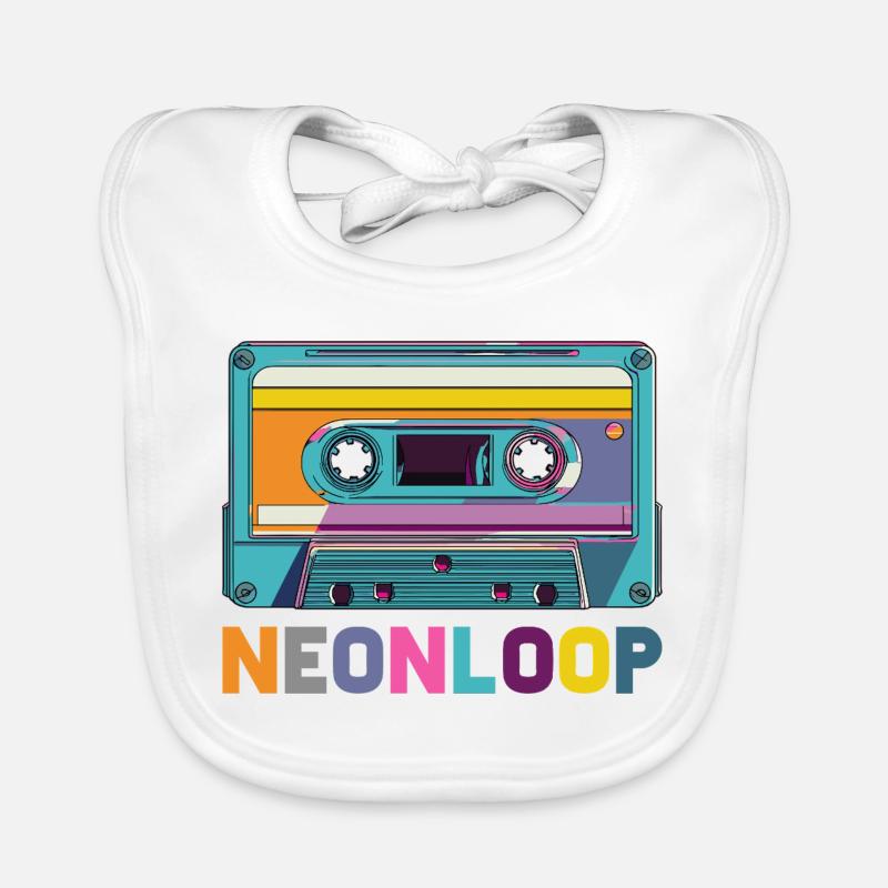 Neon Loop Kassettendesign Baby Bio-Lätzchen