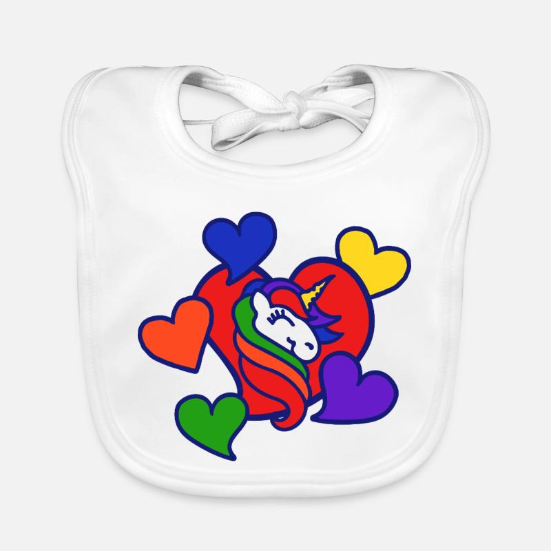 Regenbogenherz-Einhorn Baby Bio-Lätzchen
