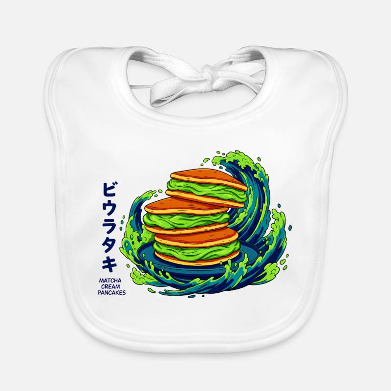 Lebendige Matcha-Pfannkuchen mit Japanese Wave Baby Bio-Lätzchen