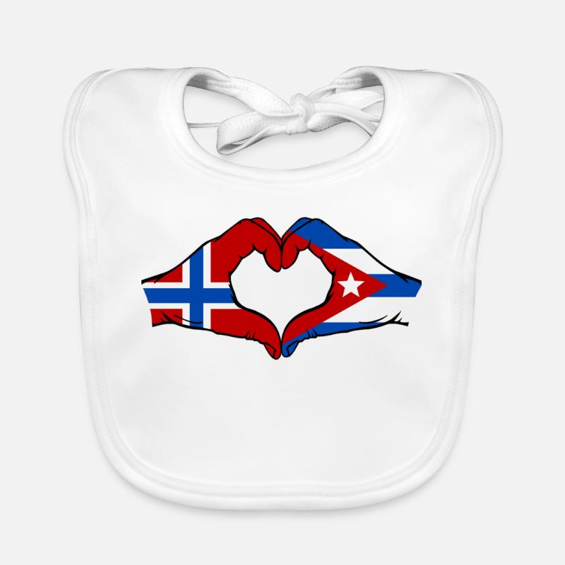 Drapeau de la Norvège, Cuba, mains de cœur Bavoir bio Bébé