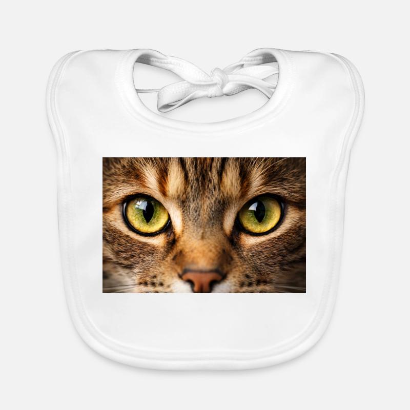 Œil de chat en gros plan - Bavoir bio Bébé - blanc