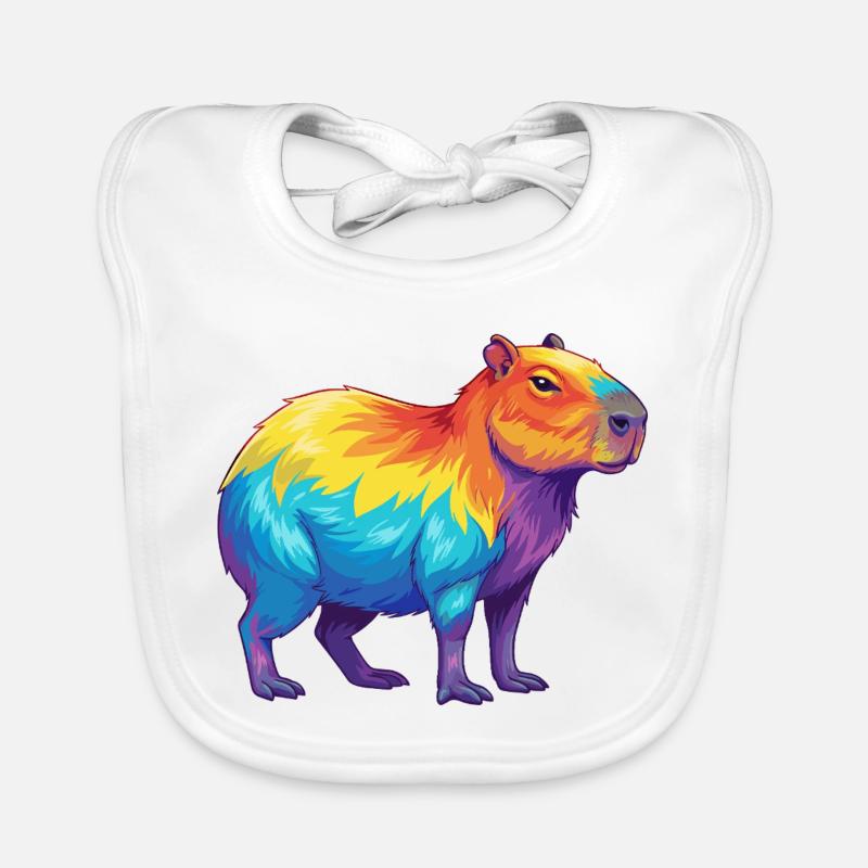 Bunte Capybara-Regenbogen-Pop-Art-Aquarell Baby Bio-Lätzchen