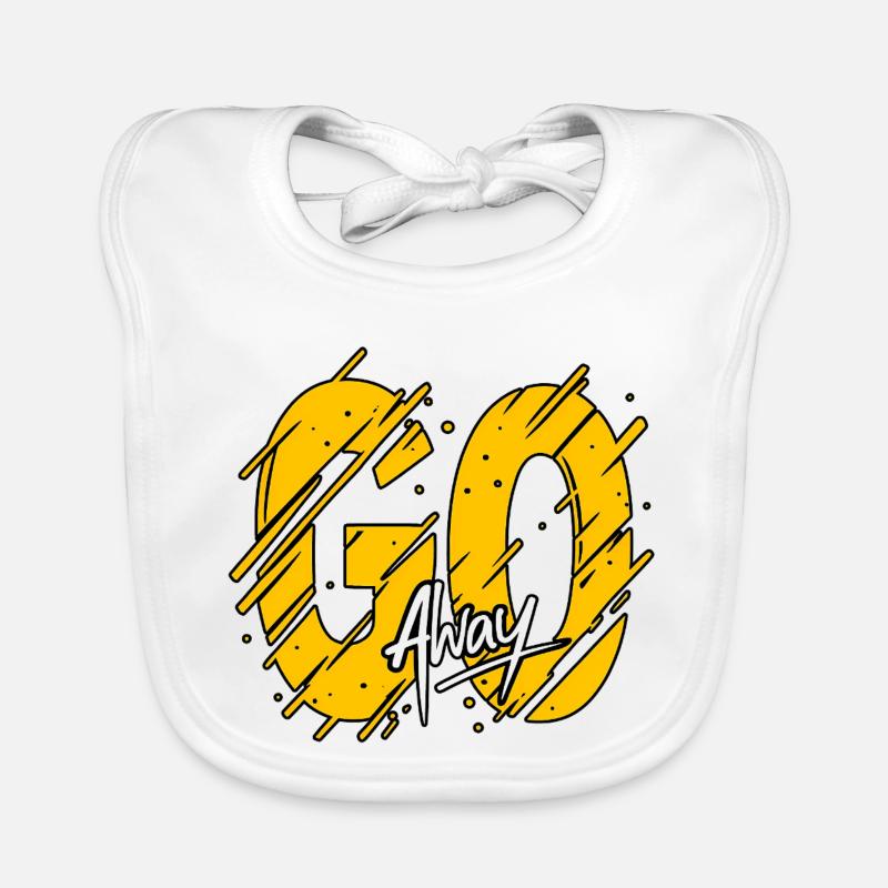 GO Away Typography Grunge Poster – Bold Yellow Tex Organic Baby Bibs