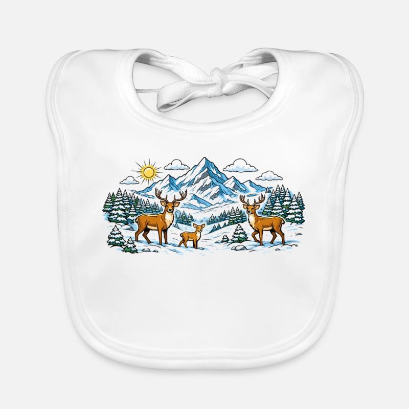 Mountains Forest Deer Panorama Organic Baby Bibs
