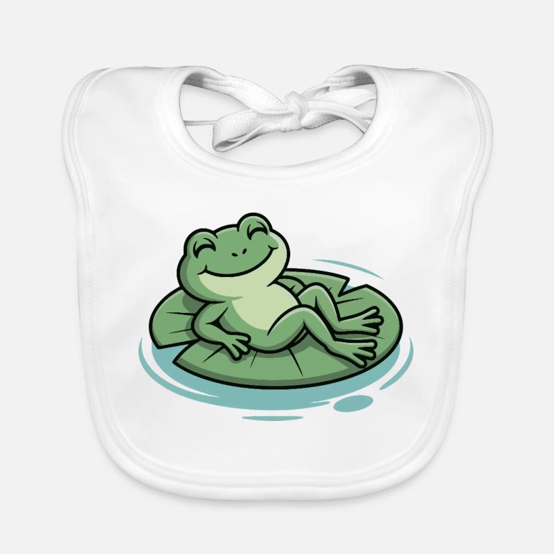 Lounge frog on lily pad Organic Baby Bibs