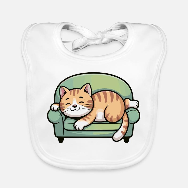 Chat endormi sur le canapé Bavoir bio Bébé