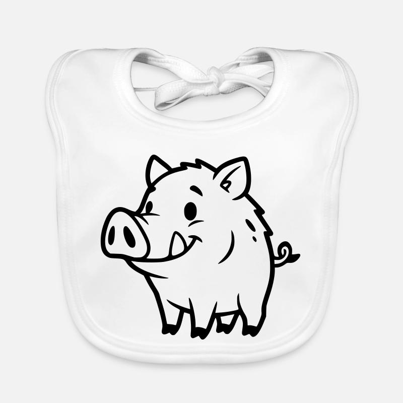 Wild Boar Comic Outline Coloring Page Organic Baby Bibs