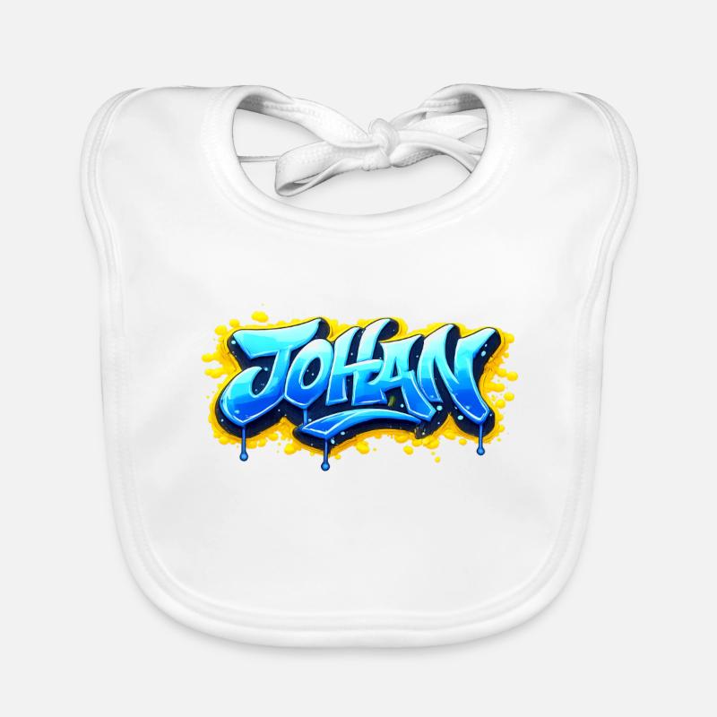 GRAFFITI NAME JOHAN FOR PERFECT GIFT PRINTABLE Organic Baby Bibs