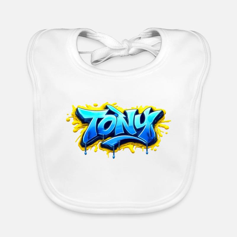 GRAFFITI NAME TONY FOR PERFECT GIFT PRINTABLE Organic Baby Bibs