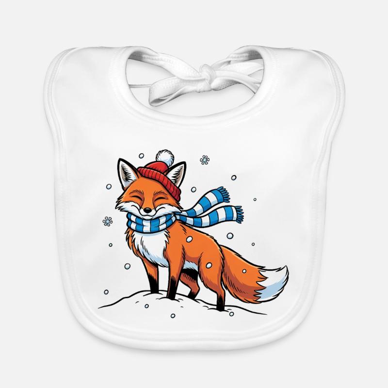 Winterfuchs mit Schal Baby Bio-Lätzchen