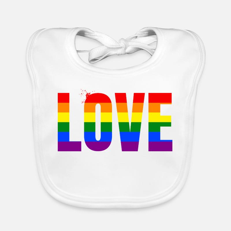 LOVE Rainbow Statement – Bold Equality Message Organic Baby Bibs