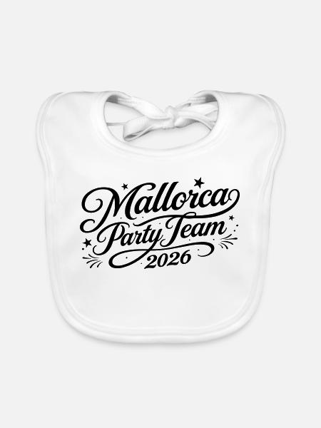 Mallorca Party Team 2026 - Baby Bio-Lätzchen - Weiß - Vorne