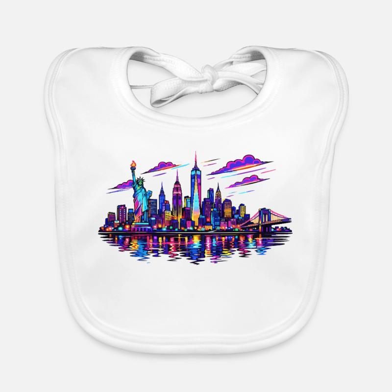 Reflet de la skyline néon de NYC Bavoir bio Bébé