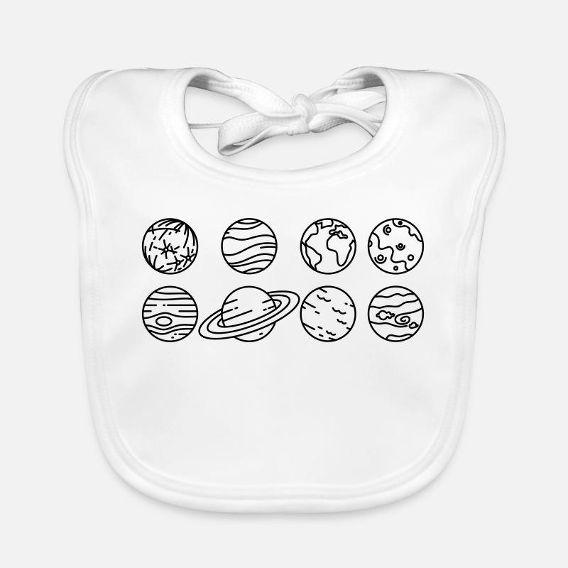 Solar System Planets – Solar System Space - Organic Baby Bibs - white