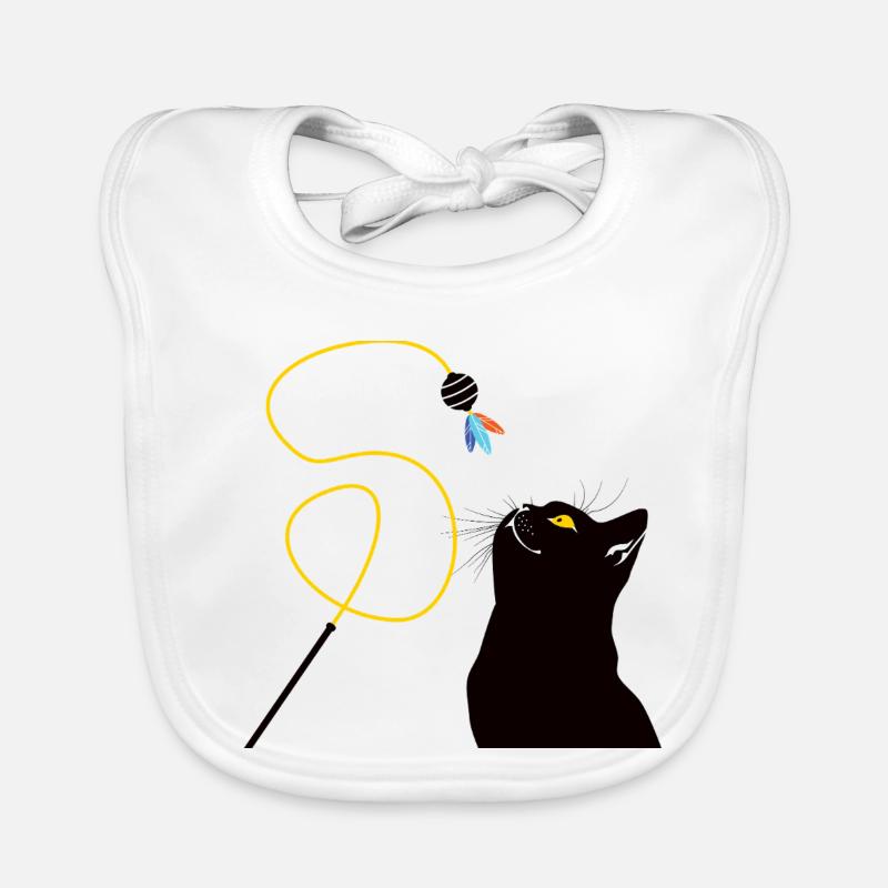Katze mit Spielzeugangel Baby Bio-Lätzchen